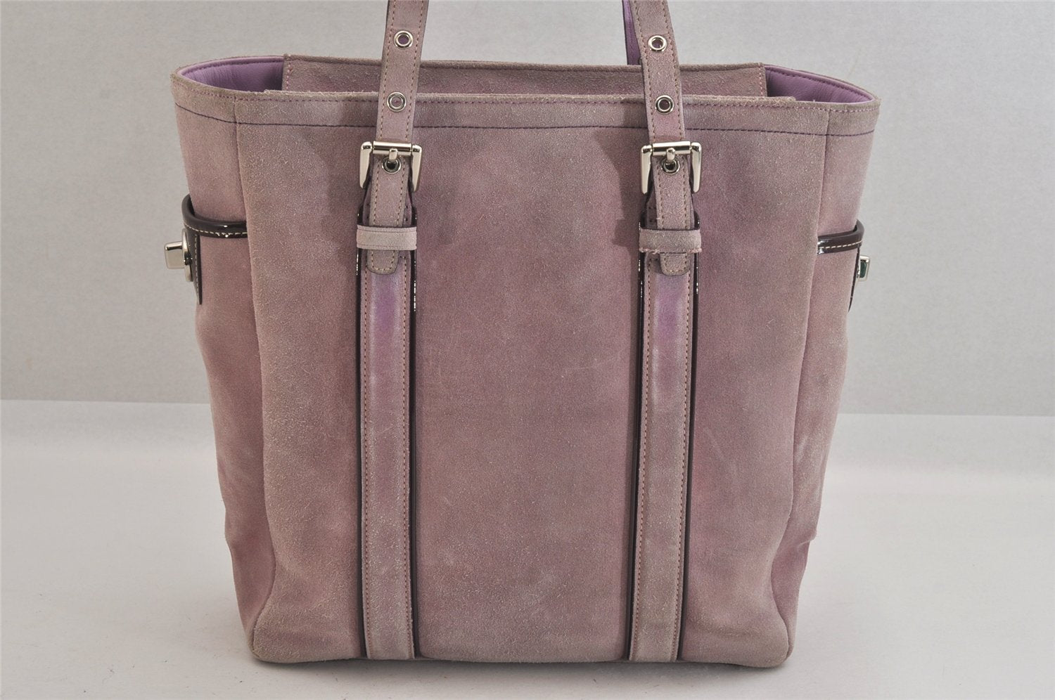 Authentic COACH Vintage Shoulder Tote Bag Purse Suede 8E93 Purple 8673M