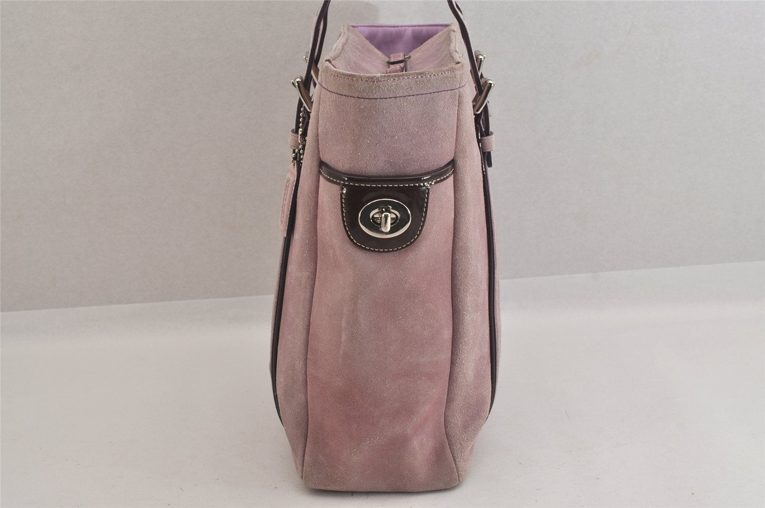 Authentic COACH Vintage Shoulder Tote Bag Purse Suede 8E93 Purple 8673M
