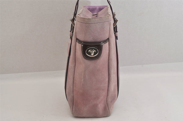 Authentic COACH Vintage Shoulder Tote Bag Purse Suede 8E93 Purple 8673M