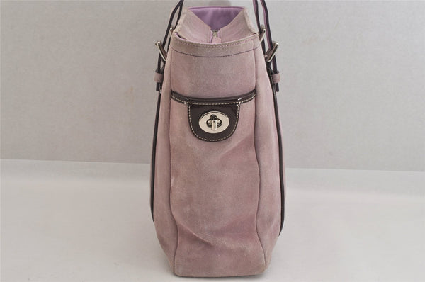 Authentic COACH Vintage Shoulder Tote Bag Purse Suede 8E93 Purple 8673M