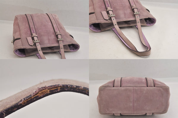 Authentic COACH Vintage Shoulder Tote Bag Purse Suede 8E93 Purple 8673M