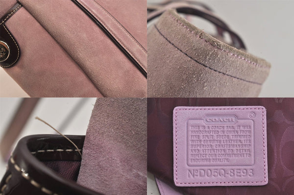 Authentic COACH Vintage Shoulder Tote Bag Purse Suede 8E93 Purple 8673M