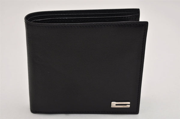 Authentic GUCCI Vintage Bifold Wallet Purse Leather Black Box 8675J