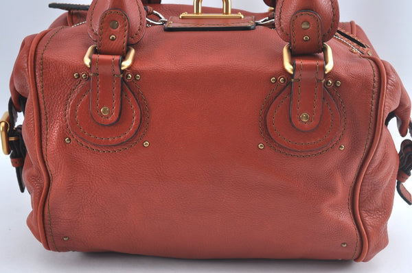 Authentic Chloe Vintage Paddington Leather Shoulder Hand Bag Red 8676I