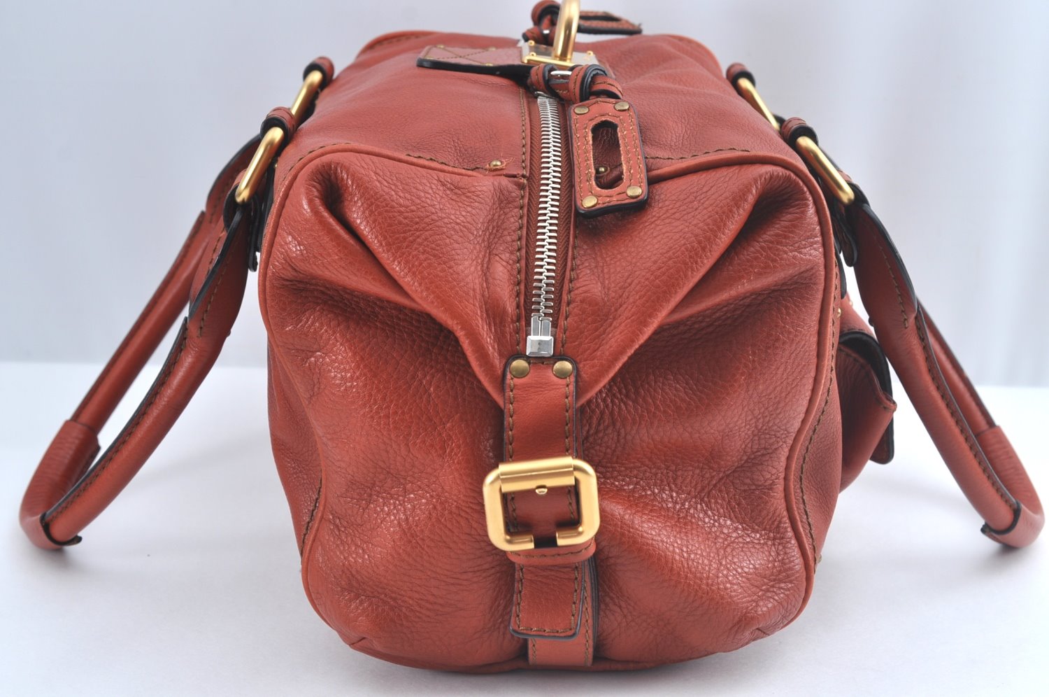 Authentic Chloe Vintage Paddington Leather Shoulder Hand Bag Red 8676I