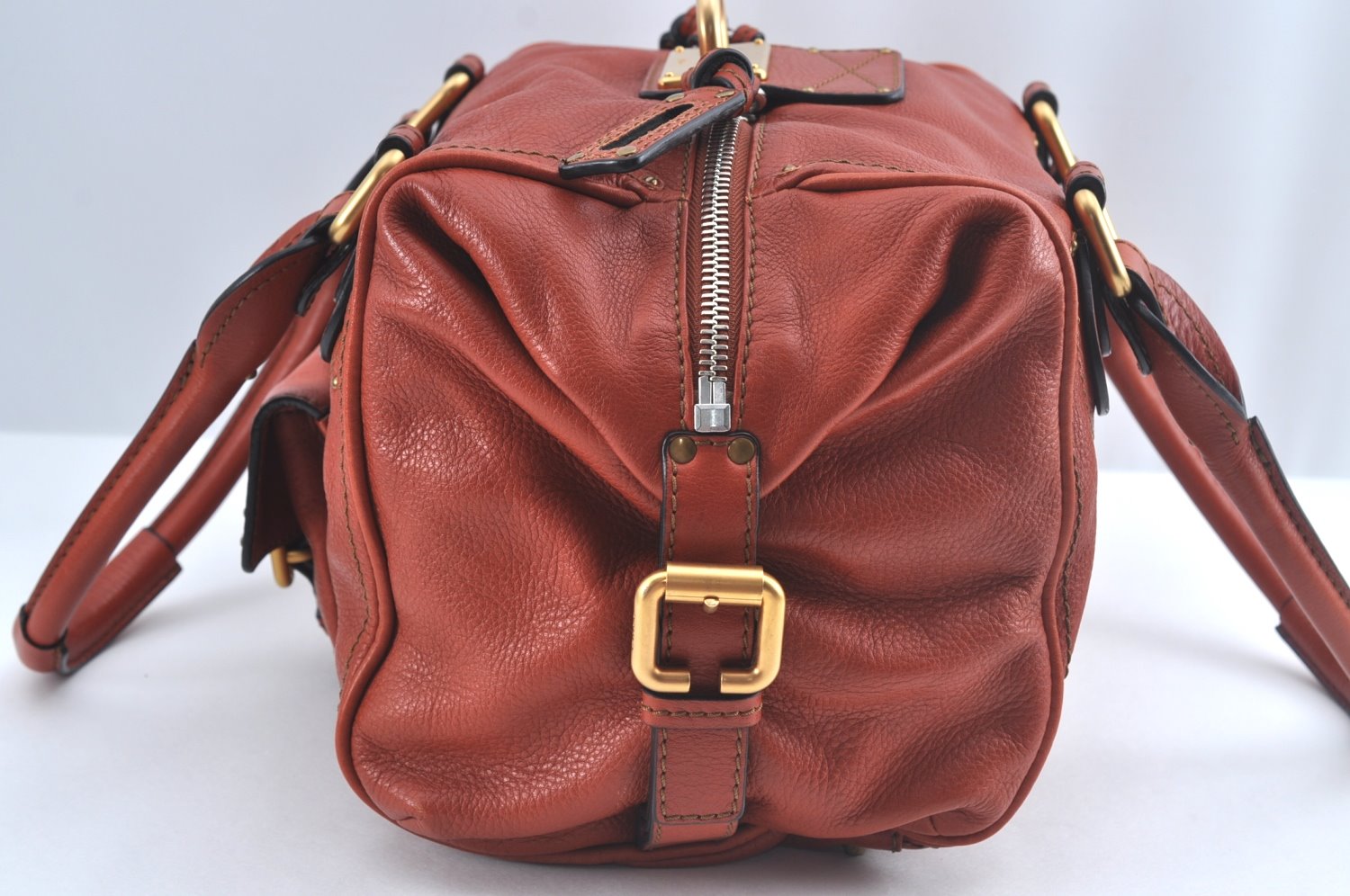 Authentic Chloe Vintage Paddington Leather Shoulder Hand Bag Red 8676I