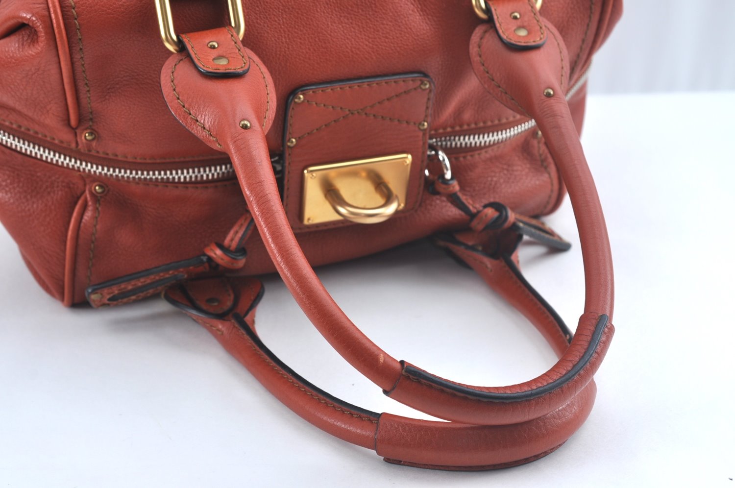 Authentic Chloe Vintage Paddington Leather Shoulder Hand Bag Red 8676I