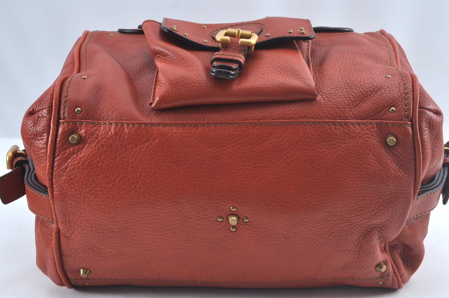 Authentic Chloe Vintage Paddington Leather Shoulder Hand Bag Red 8676I