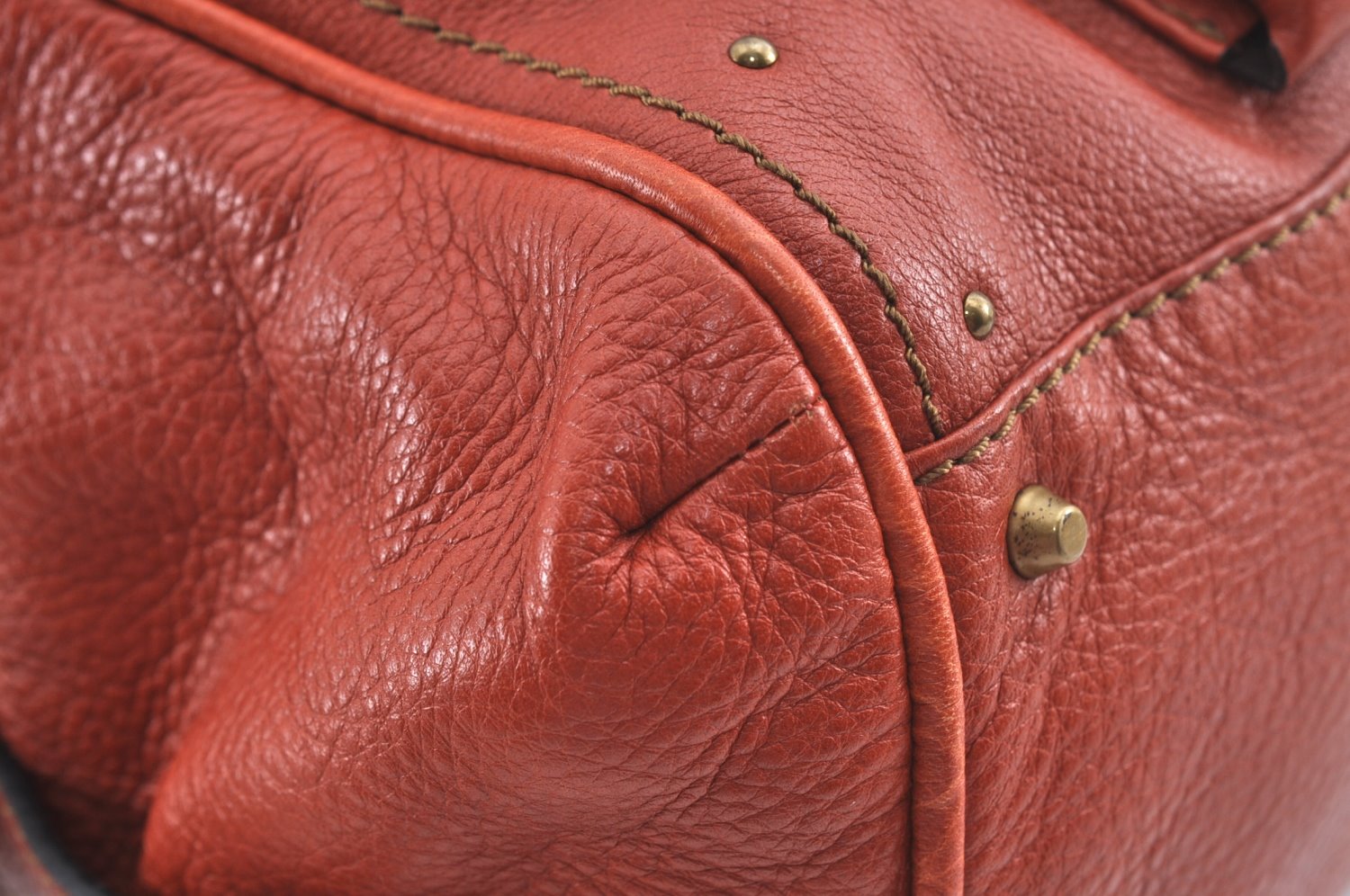 Authentic Chloe Vintage Paddington Leather Shoulder Hand Bag Red 8676I