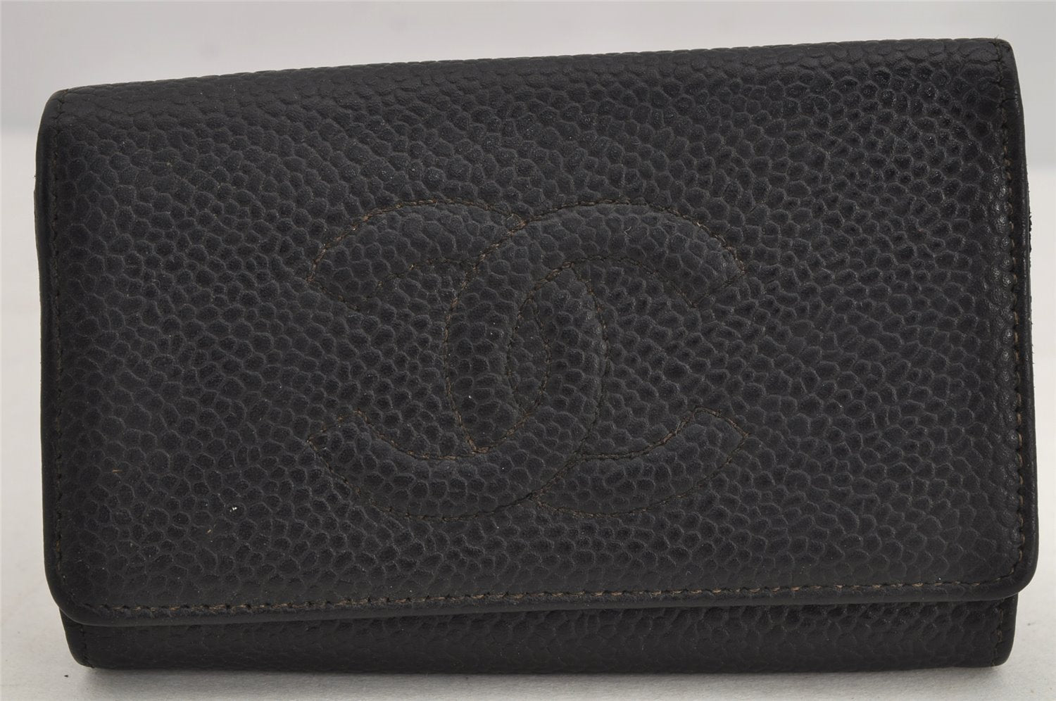 Authentic CHANEL Caviar Skin 6 Six Hooks Key Case Purse CC Logo Black 8677J