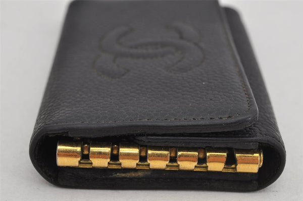 Authentic CHANEL Caviar Skin 6 Six Hooks Key Case Purse CC Logo Black 8677J