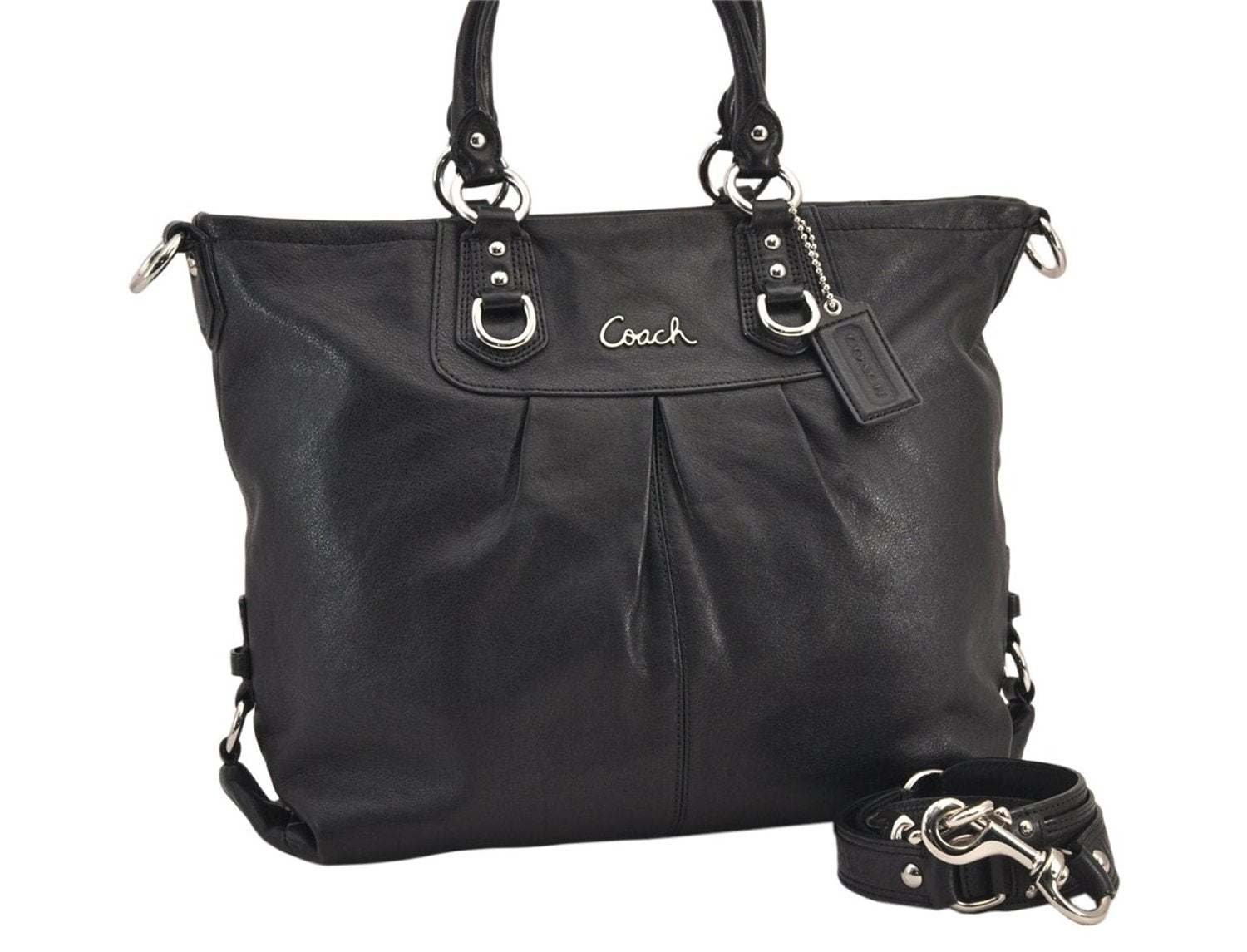 Authentic COACH Vintage 2Way Shoulder Hand Bag Purse Leather F15444 Black 8677M