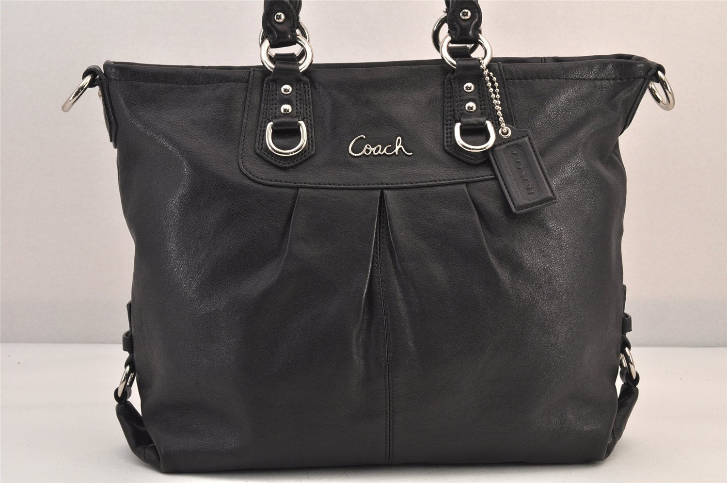Authentic COACH Vintage 2Way Shoulder Hand Bag Purse Leather F15444 Black 8677M