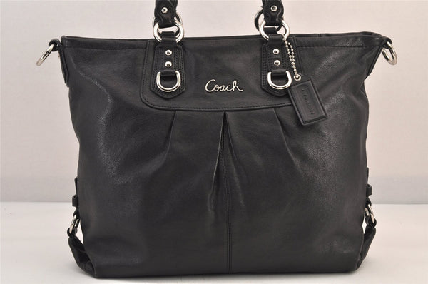Authentic COACH Vintage 2Way Shoulder Hand Bag Purse Leather F15444 Black 8677M