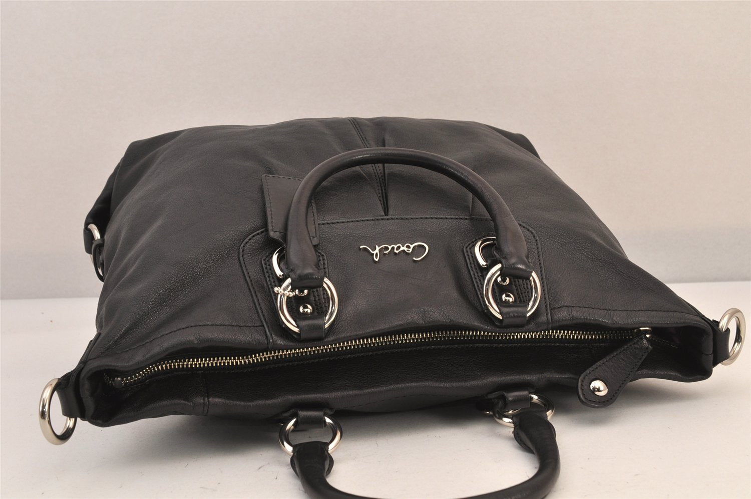 Authentic COACH Vintage 2Way Shoulder Hand Bag Purse Leather F15444 Black 8677M