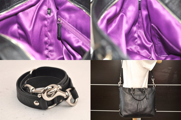 Authentic COACH Vintage 2Way Shoulder Hand Bag Purse Leather F15444 Black 8677M