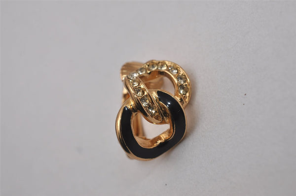 Authentic Christian Dior Clip-On Earrings Rhinestone Gold Plated CD 8678I
