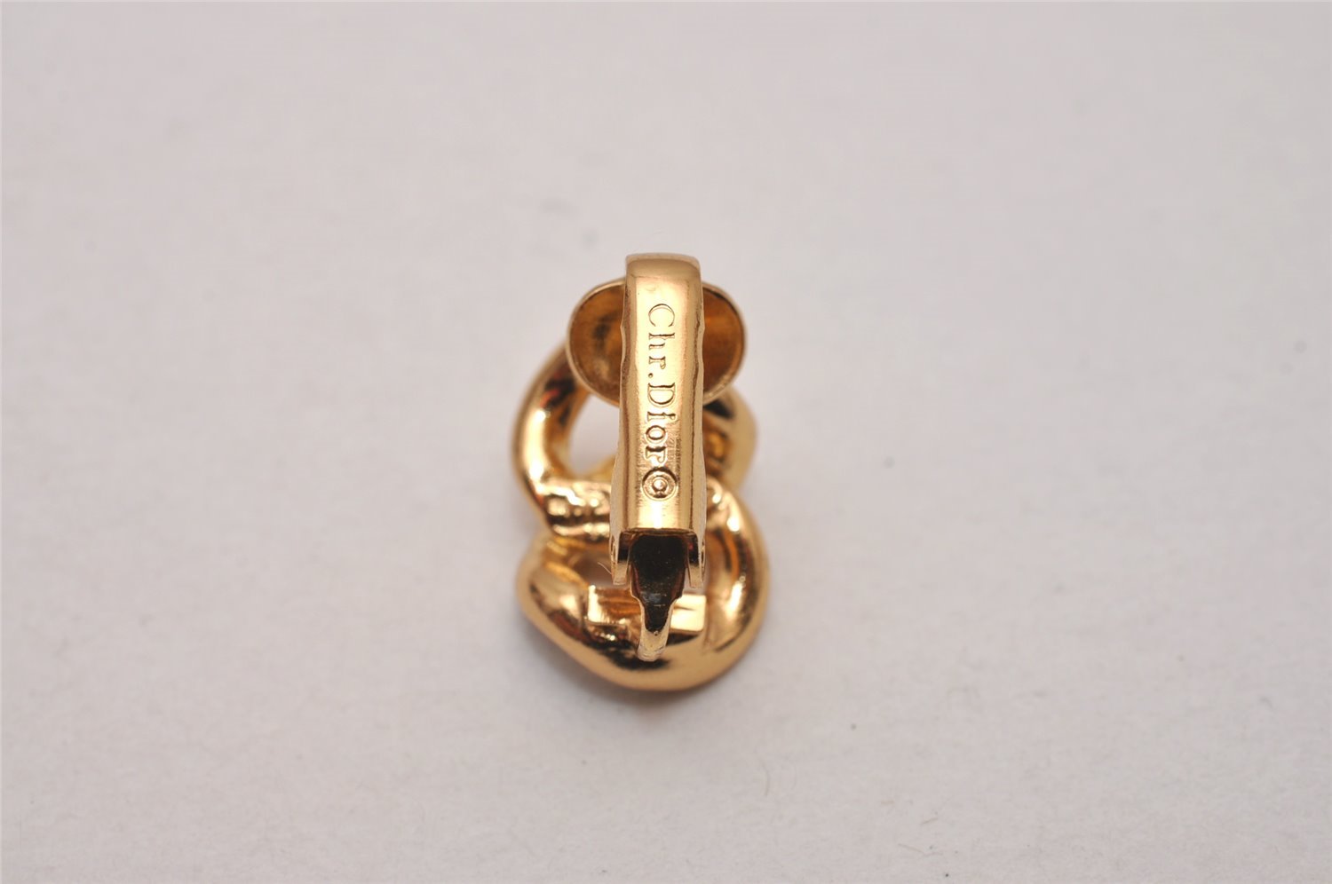 Authentic Christian Dior Clip-On Earrings Rhinestone Gold Plated CD 8678I