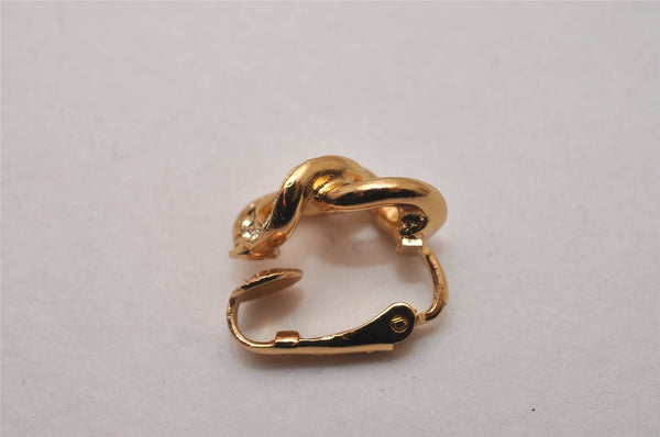 Authentic Christian Dior Clip-On Earrings Rhinestone Gold Plated CD 8678I