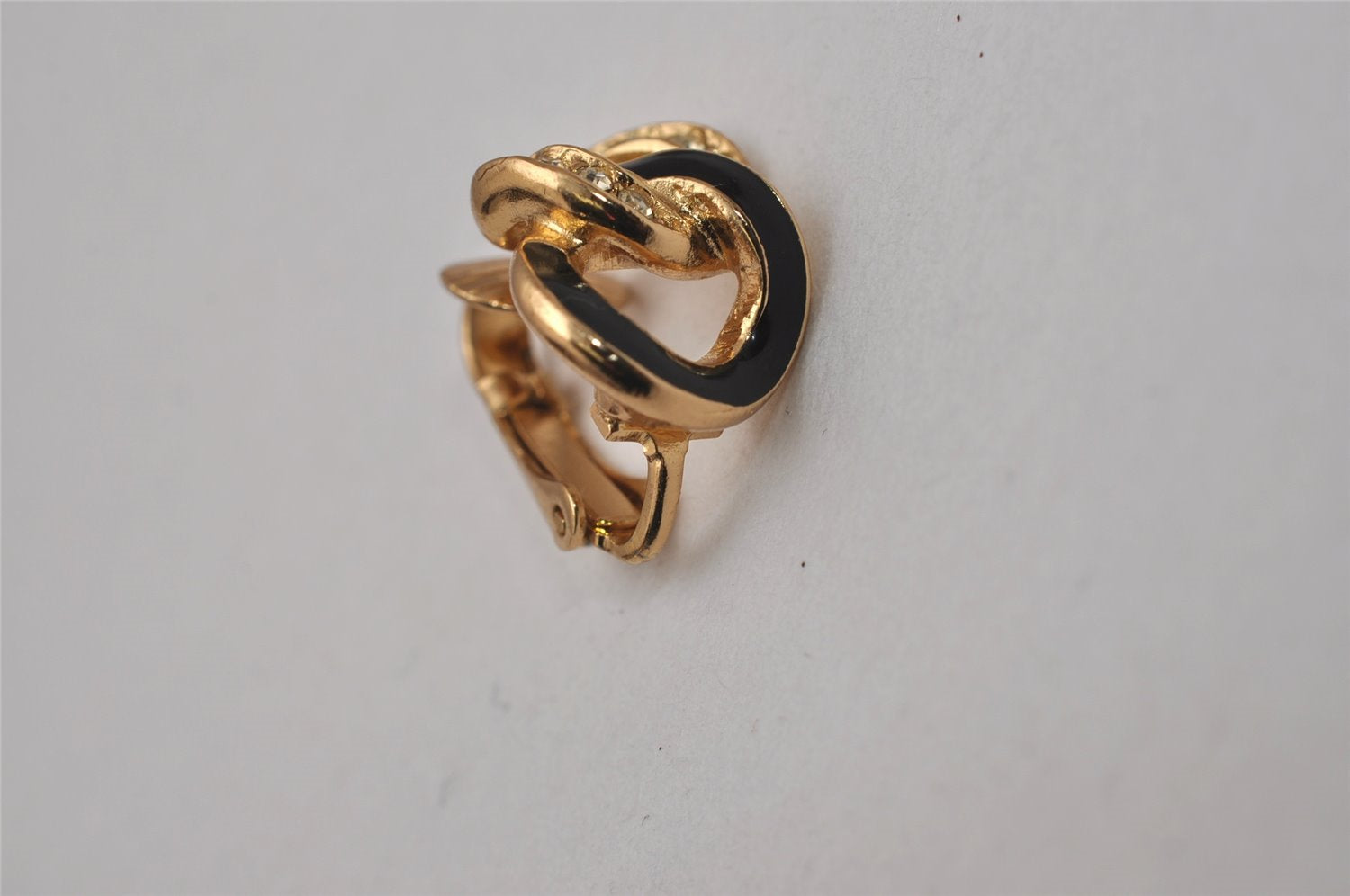 Authentic Christian Dior Clip-On Earrings Rhinestone Gold Plated CD 8678I