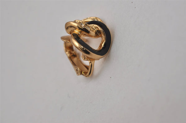 Authentic Christian Dior Clip-On Earrings Rhinestone Gold Plated CD 8678I