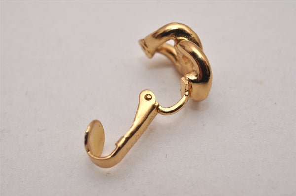 Authentic Christian Dior Clip-On Earrings Rhinestone Gold Plated CD 8678I