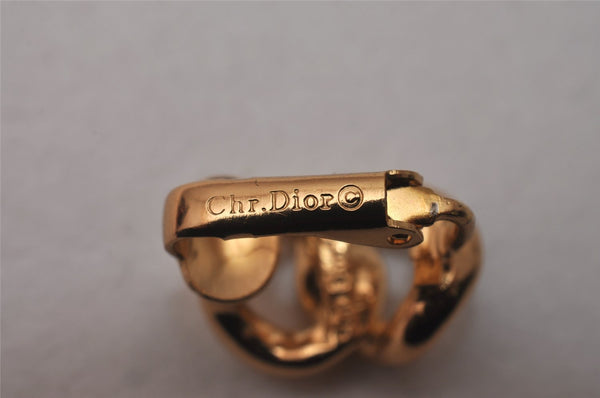 Authentic Christian Dior Clip-On Earrings Rhinestone Gold Plated CD 8678I