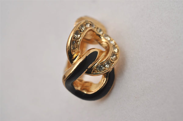Authentic Christian Dior Clip-On Earrings Rhinestone Gold Plated CD 8678I