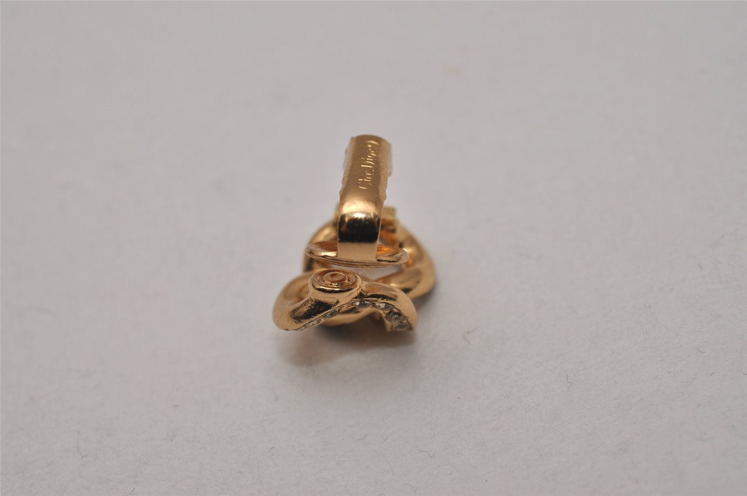 Authentic Christian Dior Clip-On Earrings Rhinestone Gold Plated CD 8678I