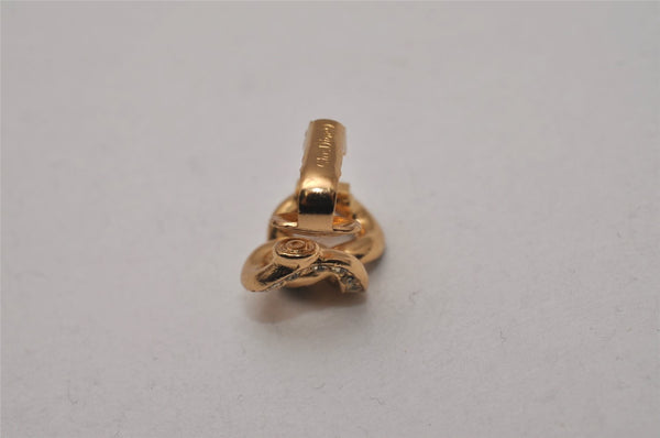 Authentic Christian Dior Clip-On Earrings Rhinestone Gold Plated CD 8678I