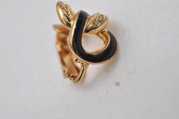 Authentic Christian Dior Clip-On Earrings Rhinestone Gold Plated CD 8678I