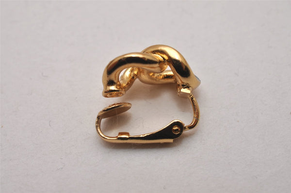 Authentic Christian Dior Clip-On Earrings Rhinestone Gold Plated CD 8678I