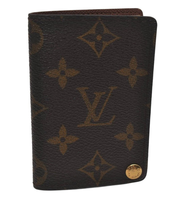 Auth Louis Vuitton Monogram Porte Cartes Credit Pression M60937 Card Case 8678J