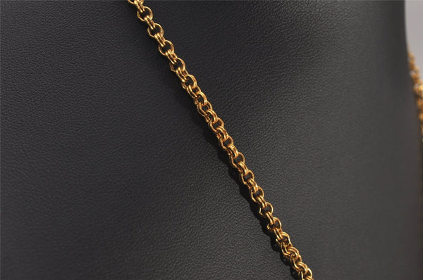 Authentic Christian Dior Gold Tone Rhinestone Chain Pendant Necklace CD 8679I