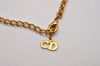 Authentic Christian Dior Gold Tone Rhinestone Chain Pendant Necklace CD 8679I