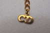 Authentic Christian Dior Gold Tone Rhinestone Chain Pendant Necklace CD 8679I