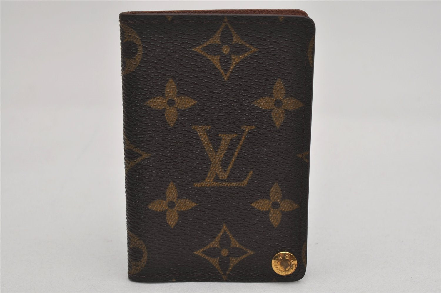 Auth Louis Vuitton Monogram Porte Cartes Credit Pression M60937 Card Case 8679J