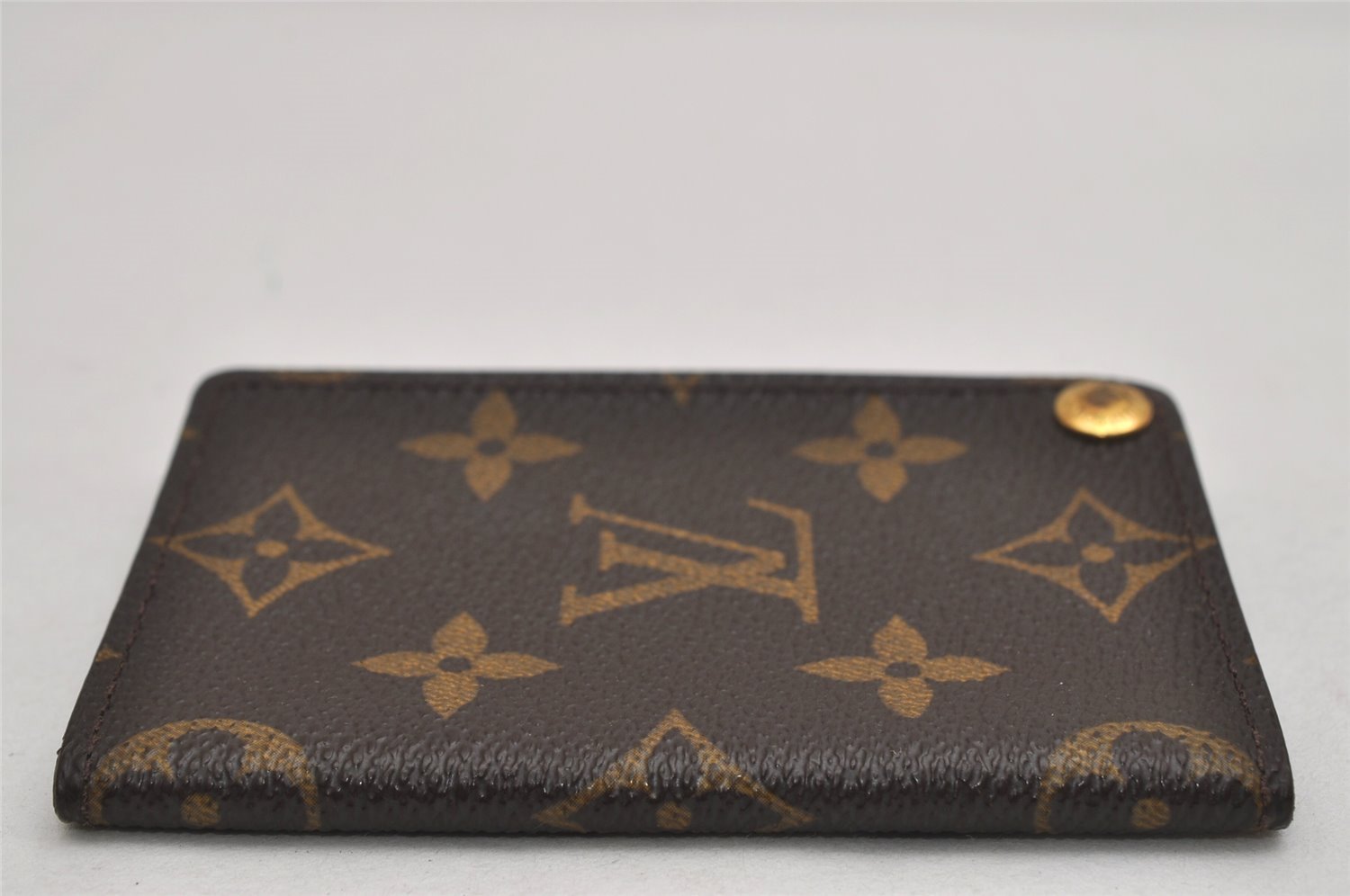 Auth Louis Vuitton Monogram Porte Cartes Credit Pression M60937 Card Case 8679J