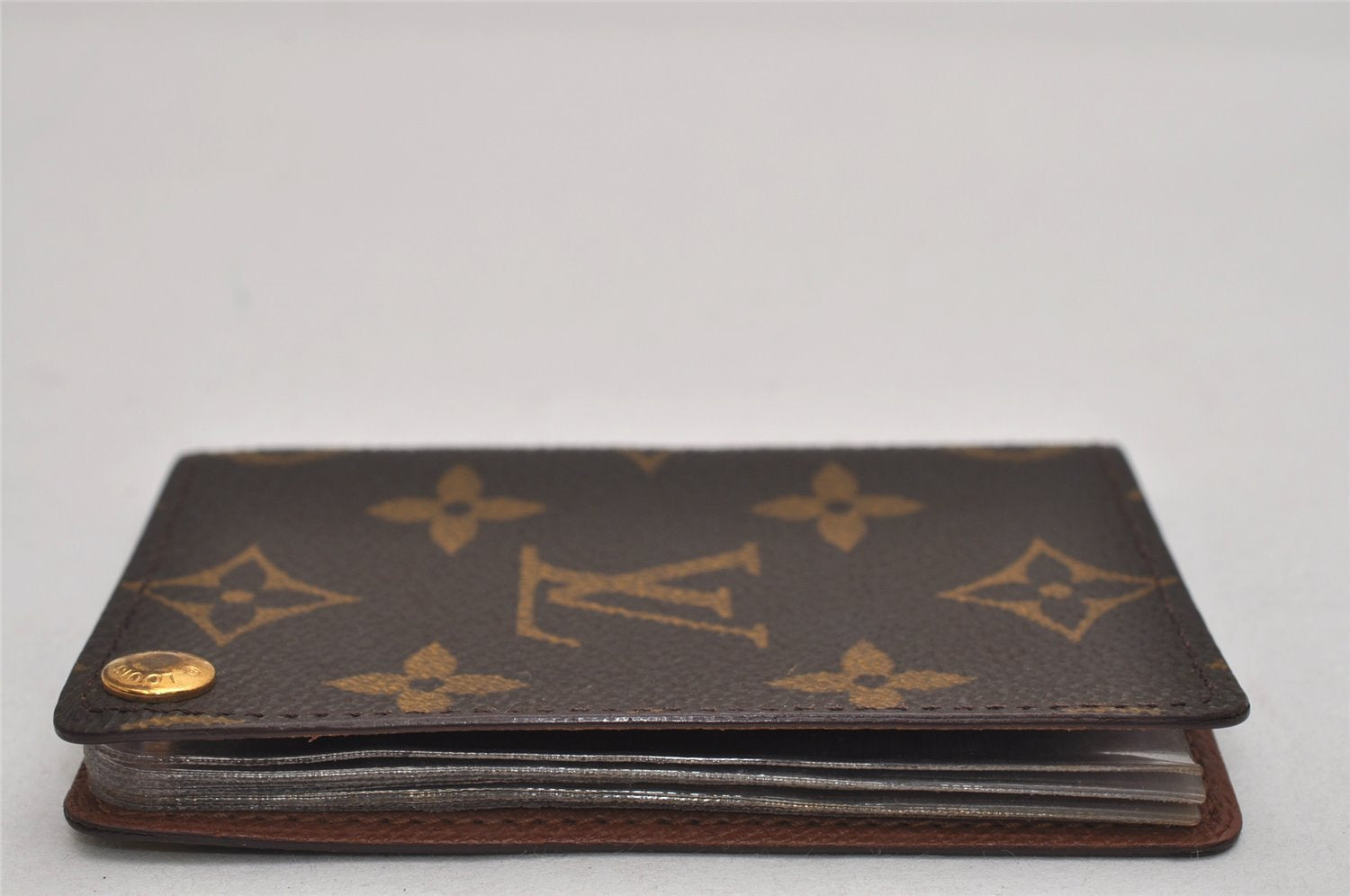 Auth Louis Vuitton Monogram Porte Cartes Credit Pression M60937 Card Case 8679J