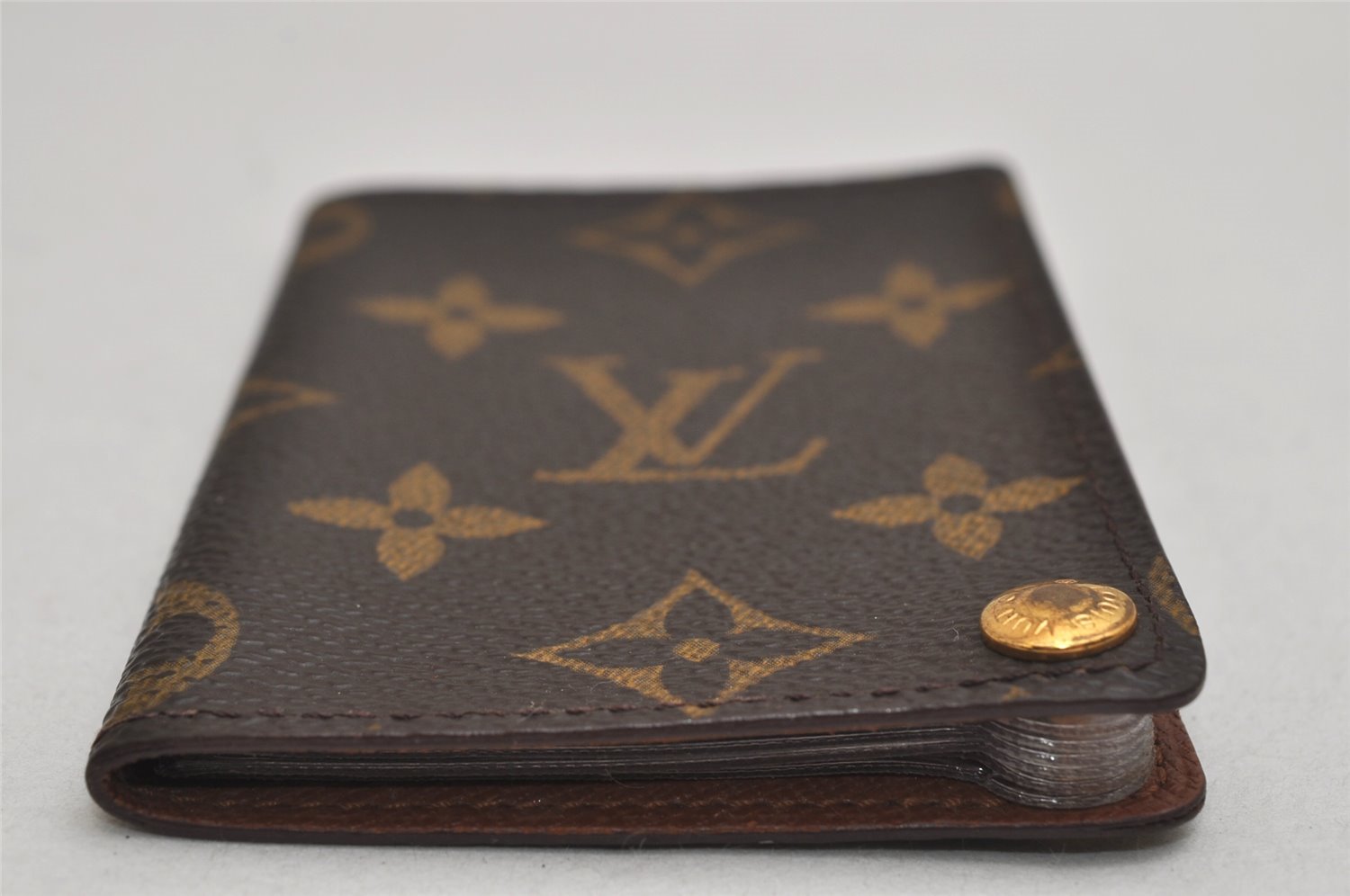 Auth Louis Vuitton Monogram Porte Cartes Credit Pression M60937 Card Case 8679J