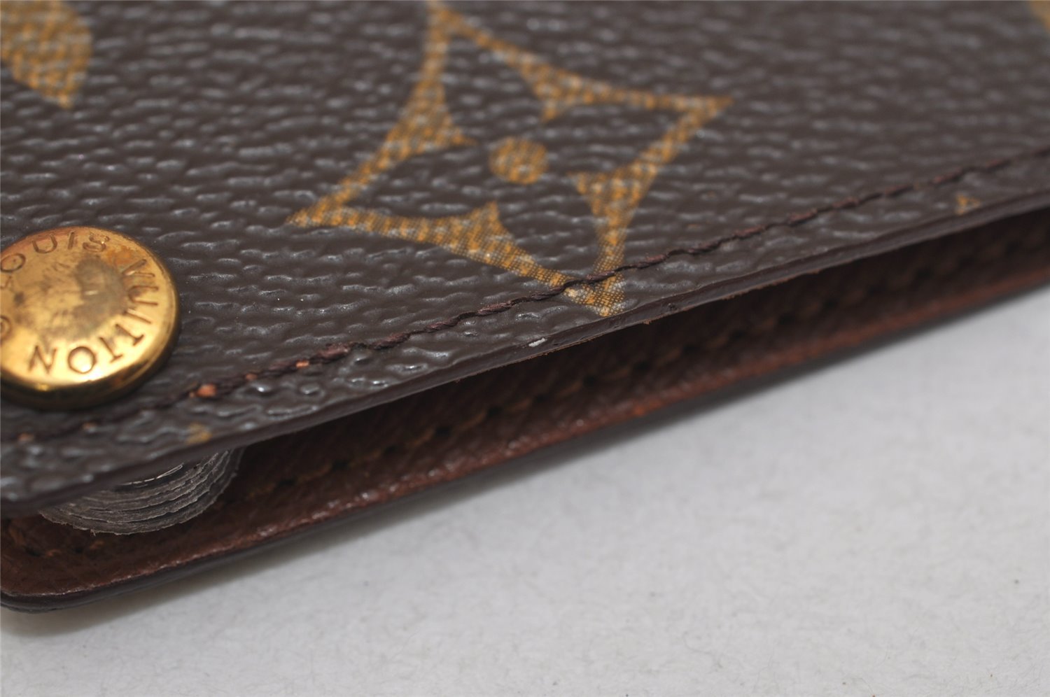 Auth Louis Vuitton Monogram Porte Cartes Credit Pression M60937 Card Case 8679J