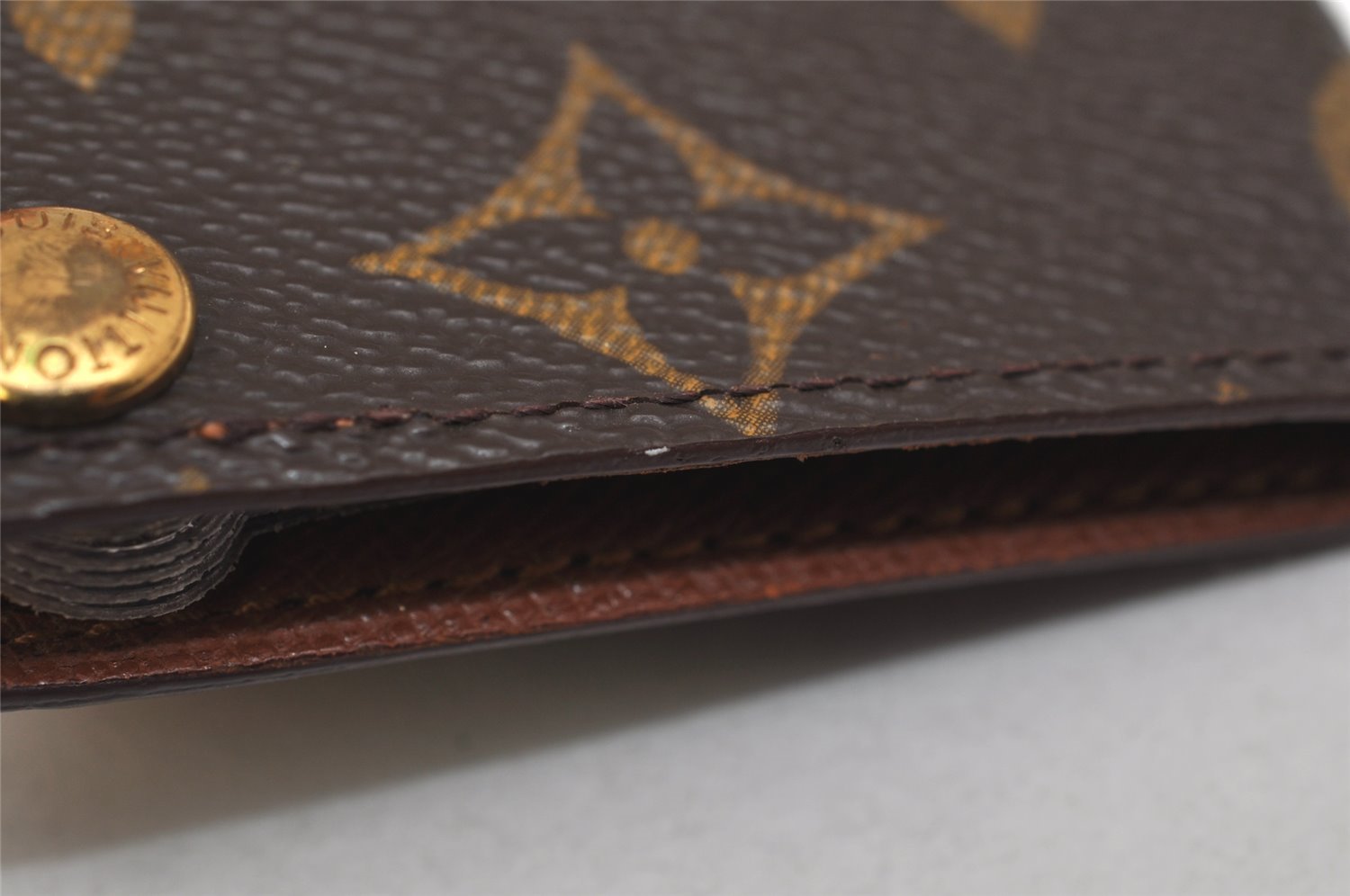 Auth Louis Vuitton Monogram Porte Cartes Credit Pression M60937 Card Case 8679J