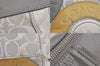 Authentic COACH Signature 2Way Tote Bag Purse Canvas Leather F19402 Gray 8679M
