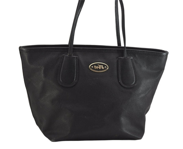 Authentic COACH Vintage Shoulder Tote Bag Leather Black 8681M