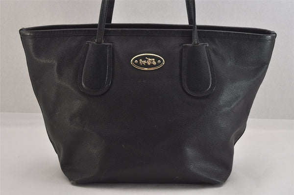 Authentic COACH Vintage Shoulder Tote Bag Leather Black 8681M