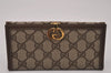 Authentic GUCCI Vintage Long Wallet Purse GG PVC Leather Brown 8682I