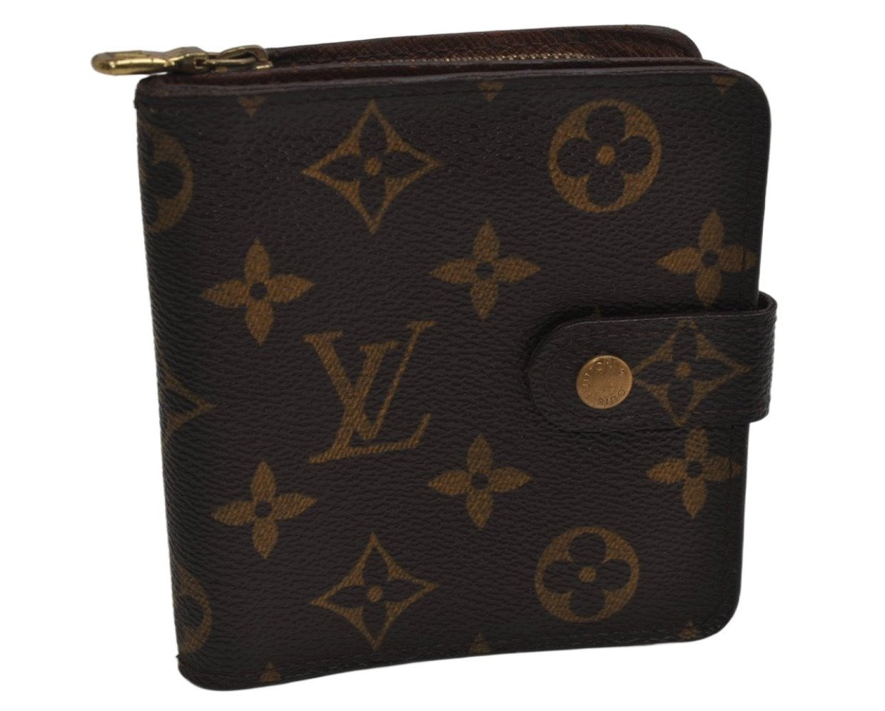 Authentic Louis Vuitton Monogram Compact Zip Bifold Wallet Purse M61667 LV 8683J