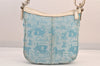 Authentic COACH Shoulder Cross Body Bag Purse Canvas Leather F14036 Blue 8683M