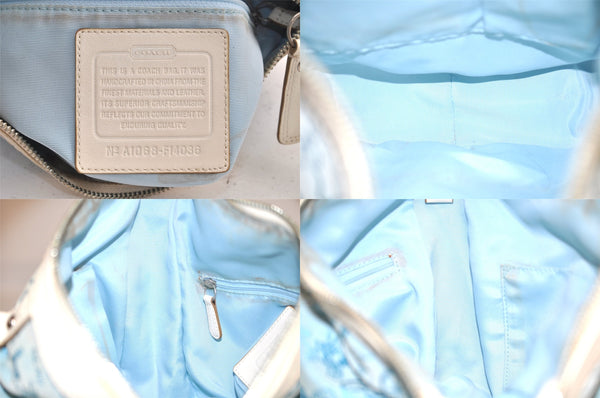Authentic COACH Shoulder Cross Body Bag Purse Canvas Leather F14036 Blue 8683M