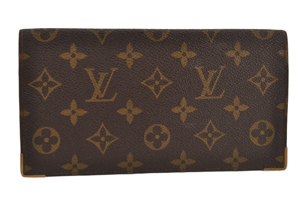 Authentic Louis Vuitton Monogram Porte Chequier Double Wallet Old Model 8685J